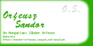 orfeusz sandor business card