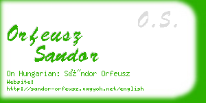 orfeusz sandor business card
